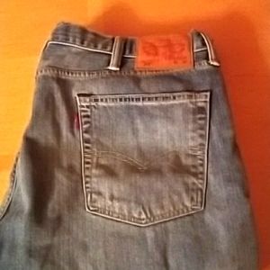 MENS LEVIS 513 RIPPED FADED JEANS SIZE 40 X 30 LIGHT BLUE TO MEDIUM